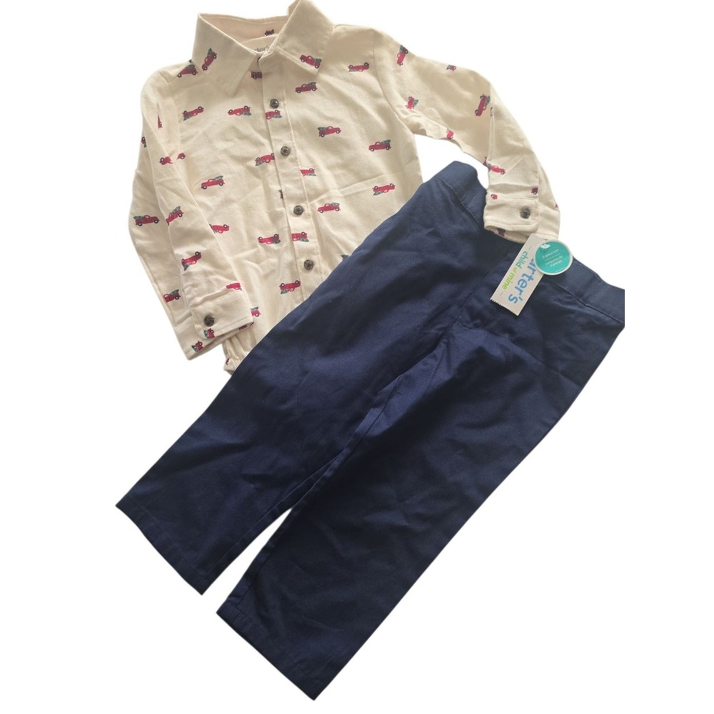 New Carter's 24 M OUTFIT Fireman Pants SHIRT